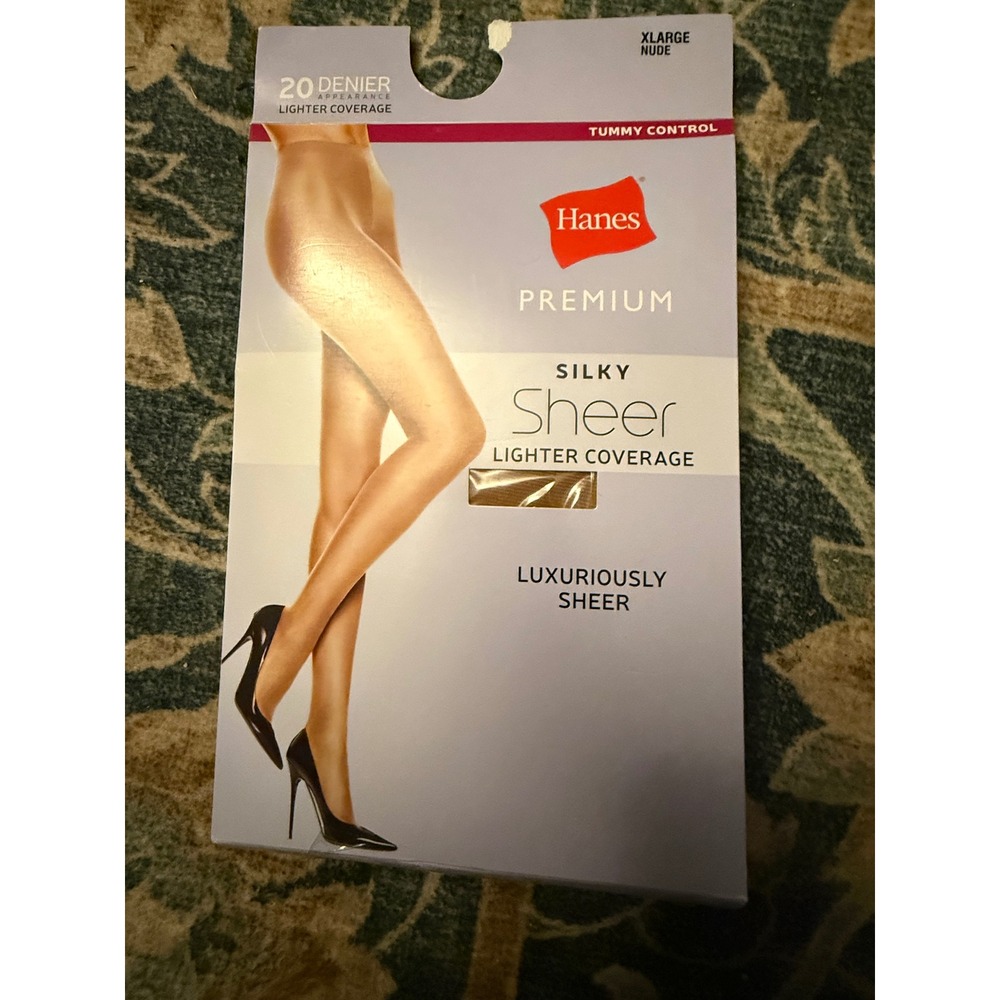 Hanes Premium Silky Sheer Pantyhose XL Nude 20 Denier Tummy Control New Sealed